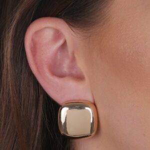 Brinco Dourado Formato Quadrado com Bordas Arredondadas